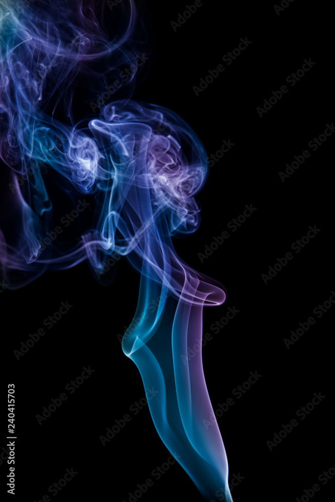 Blue smoke on black background Blue smoke on black background