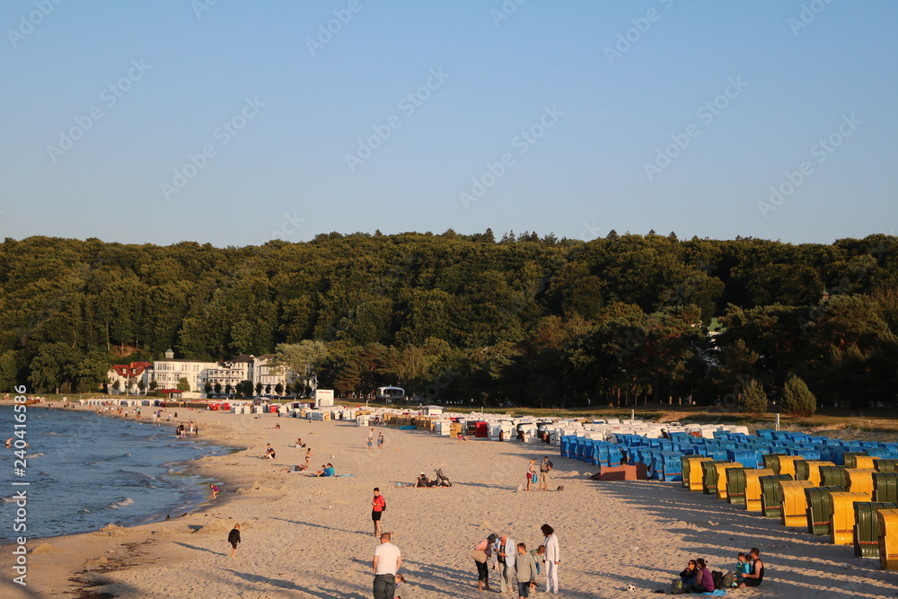 Fototapeta premium Beach Holiday in Binz on Island Rügen at Baltic Sea in Germany
