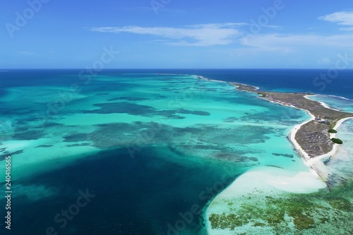 Aerial view of Los Roques island and beach