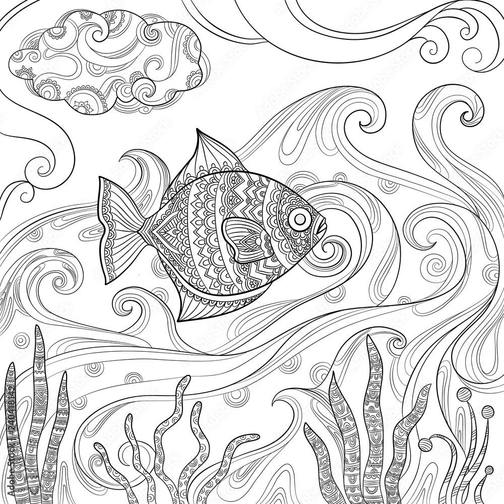Sea creatures drawing Cut Out Stock Images & Pictures - Alamy