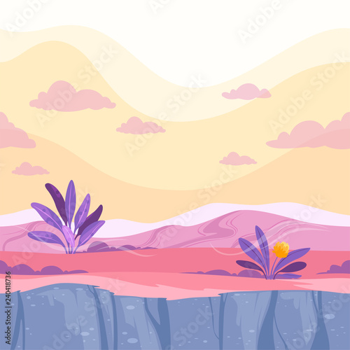 Futuristic seamless ground. Moon strange alien land rockie surface 2d game fantasy landscape. Planet land cartoon, landscape rock level illustration