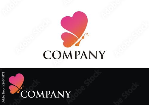 Colored butterfly logo with love concept 