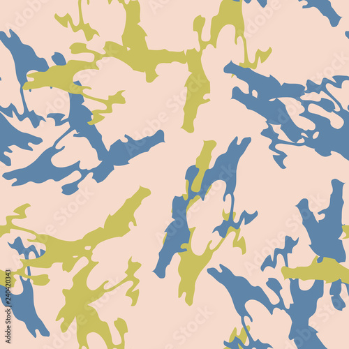 Urban camouflage of various shades of blue, yellow and beige colors