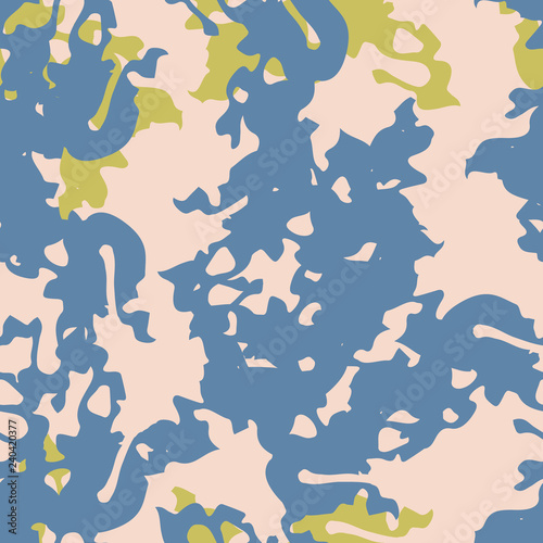 Urban camouflage of various shades of blue, yellow and beige colors