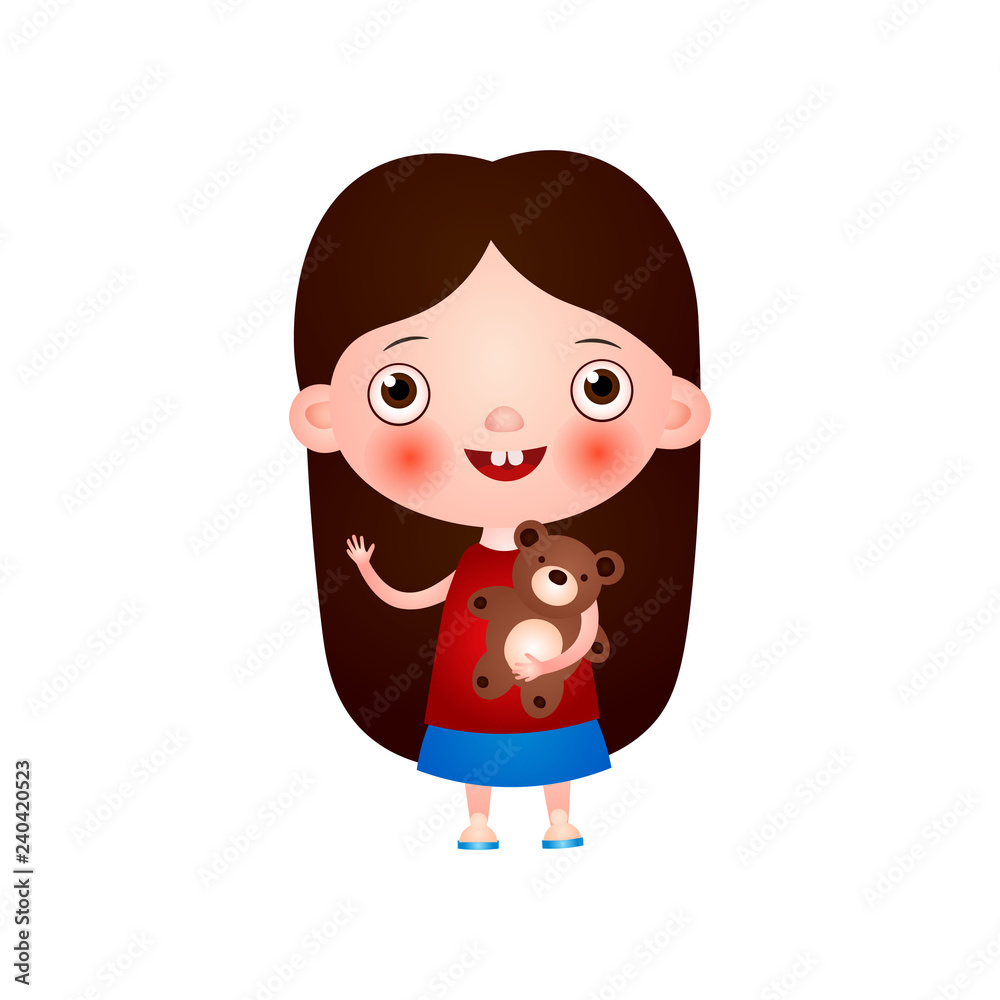 Funny cute little girl with funny haircut spends his free time having fun and playing. Funny cute little girl with funny haircut spends his free time having fun and playing.