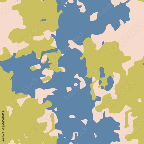 Urban camouflage of various shades of blue, yellow and beige colors