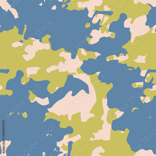 Urban camouflage of various shades of blue, yellow and beige colors