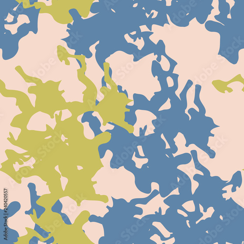 Urban camouflage of various shades of blue, yellow and beige colors