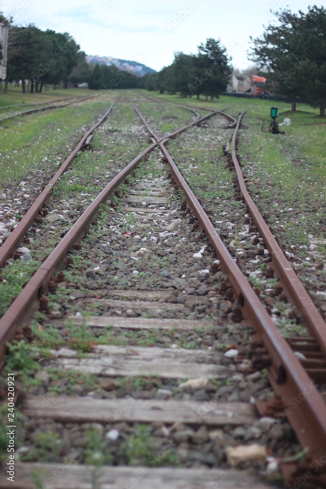 train rails perspective. railway transportation train rails perspective. railway transportation