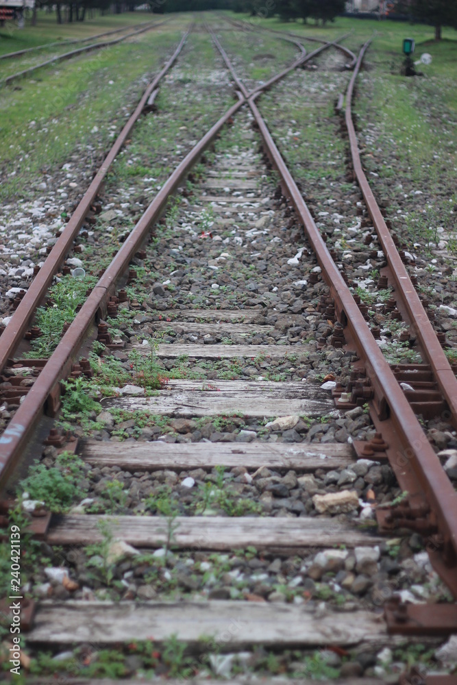 train rails perspective. railway transportation