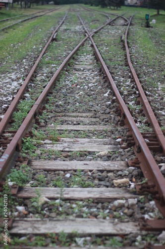 train rails perspective. railway transportation