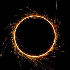 beautiful sparkler in a circle on a black background