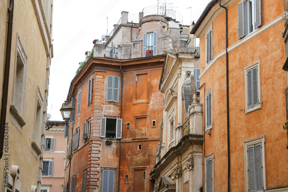 Facade of Buildings in Rome, Italy