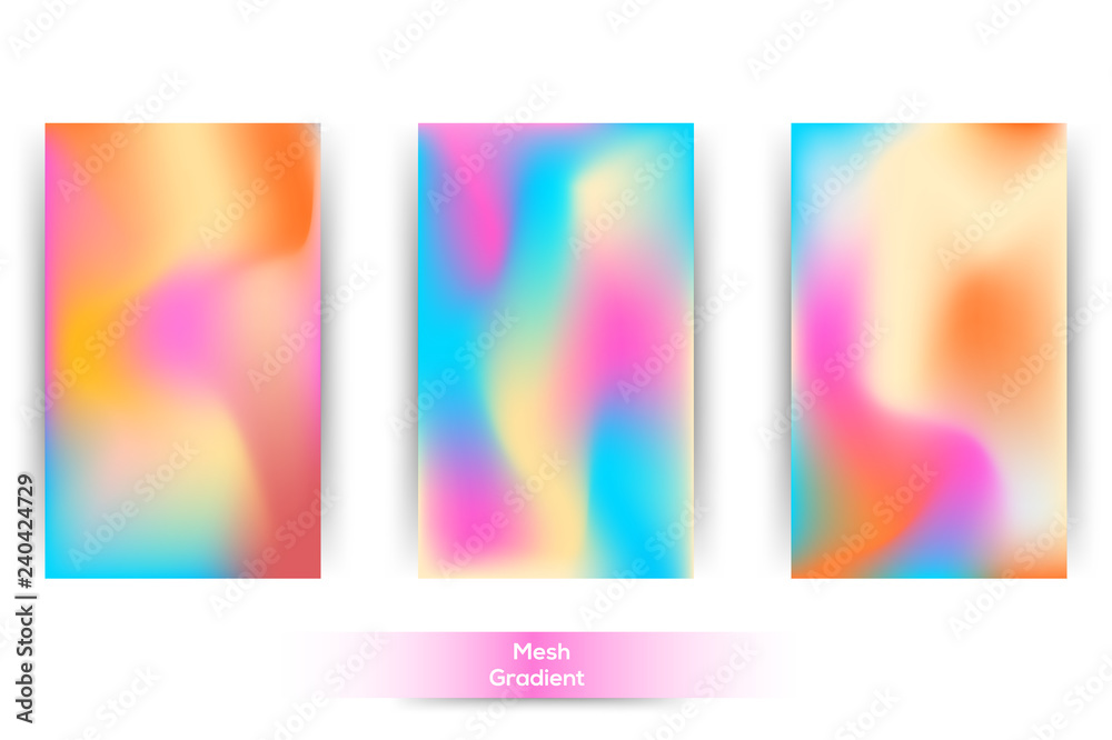 Vector mesh gradient wallpaper collection. Design element. Liquid shape.