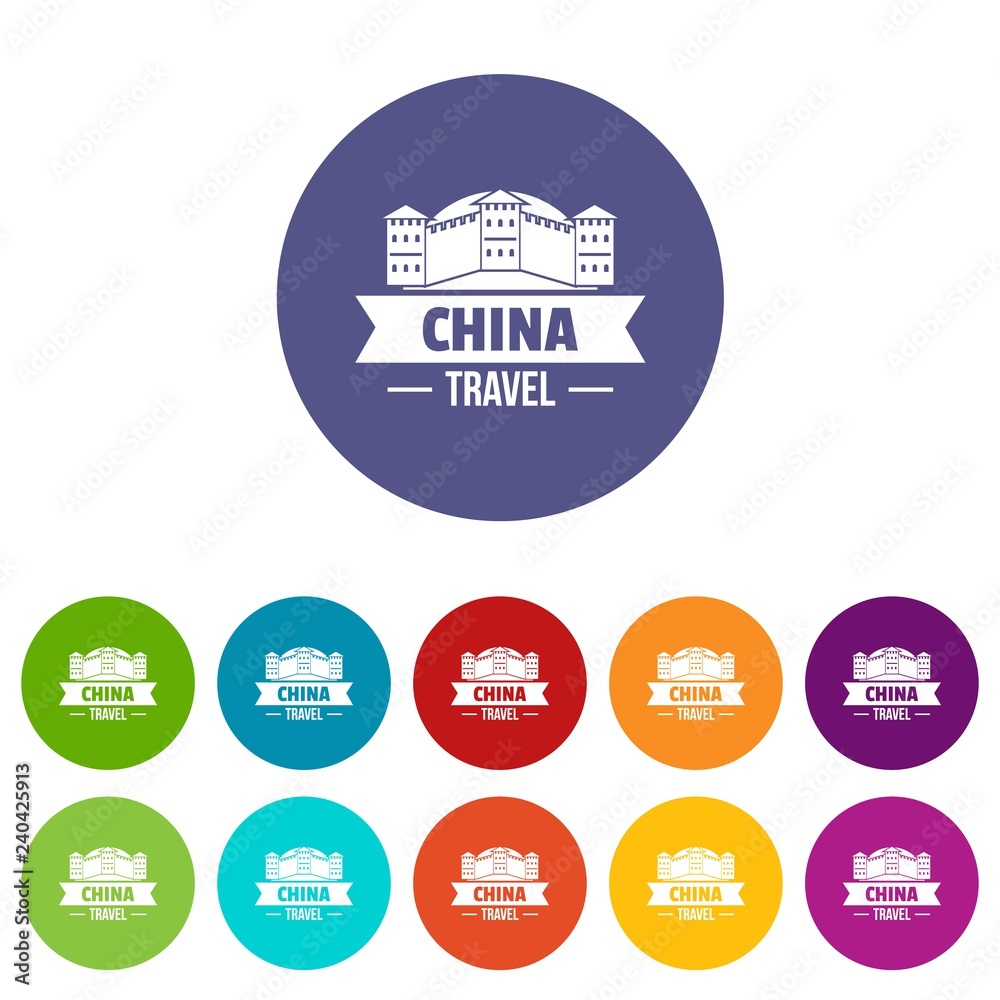 China building icons color set vector for any web design on white background