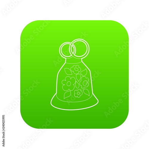 Wedding cake icon green vector isolated on white background