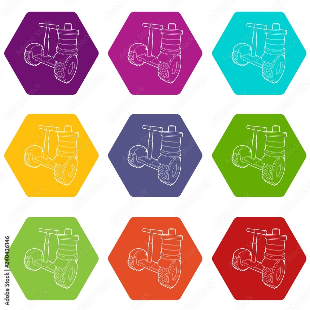 Segway battery icons 9 set coloful isolated on white for web Segway battery icons 9 set coloful isolated on white for web