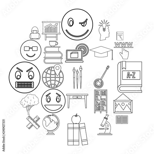 University degree icons set. Outline set of 25 university degree vector icons for web isolated on white background