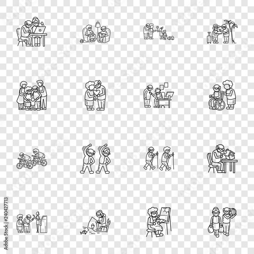 Older persons icon set. Simple set of older persons vector icons for web design