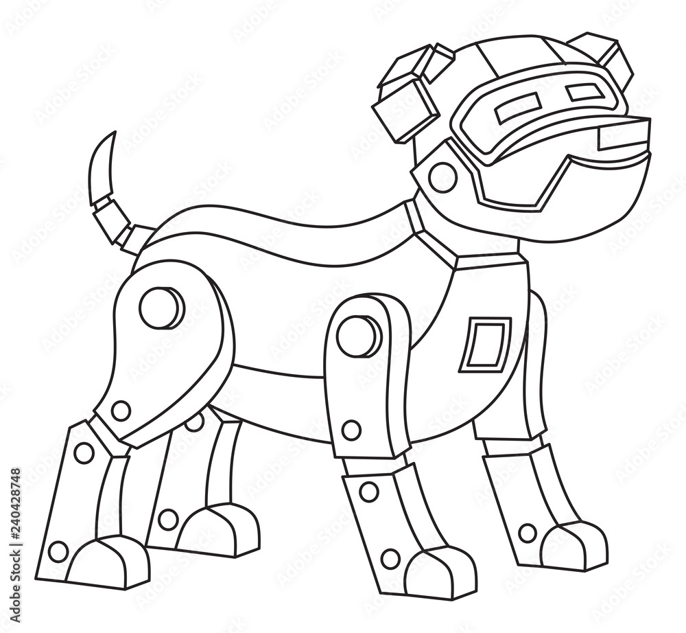Robot dog. Printable coloring page kids. Stock Vector | Adobe Stock