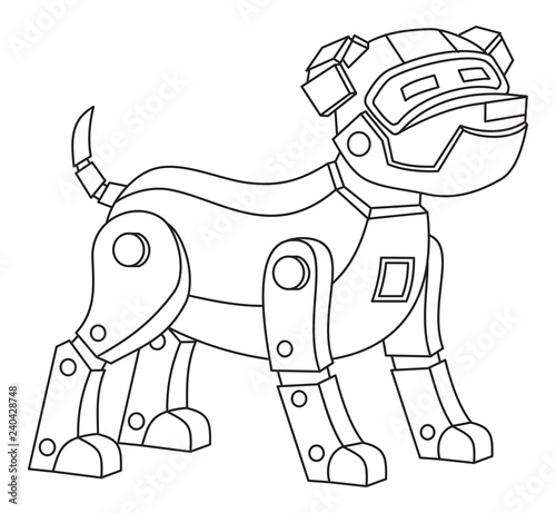 Robot dog. Printable coloring page for kids. © LaFifa