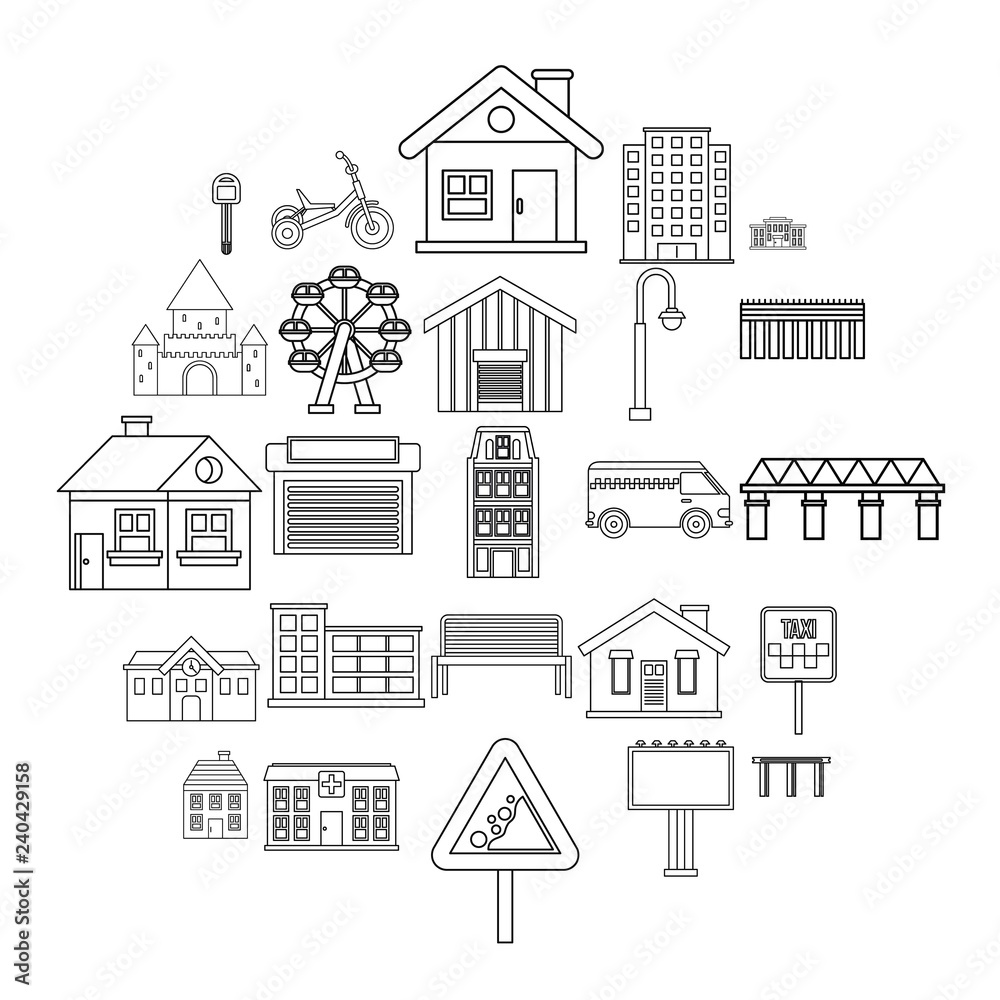 Build icons set. Outline set of 25 build vector icons for web isolated on white background