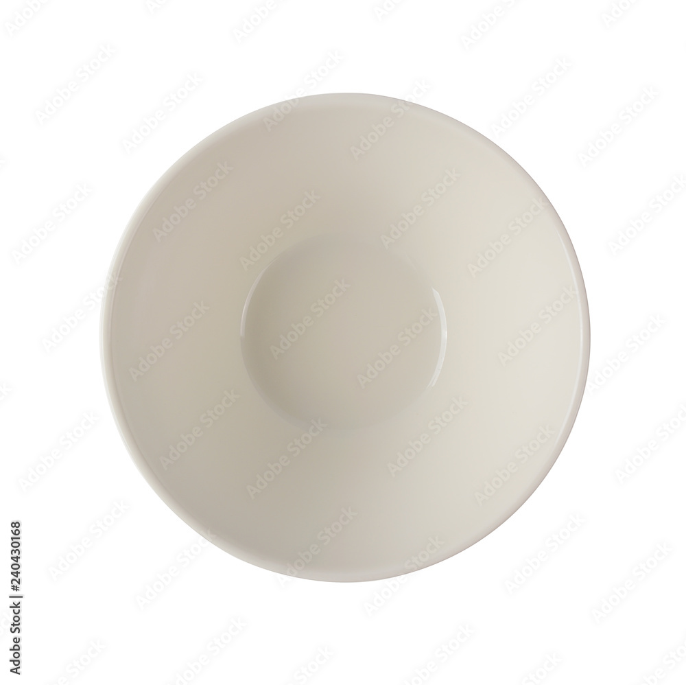 top view white bowl isolated on white background top view white bowl isolated on white background