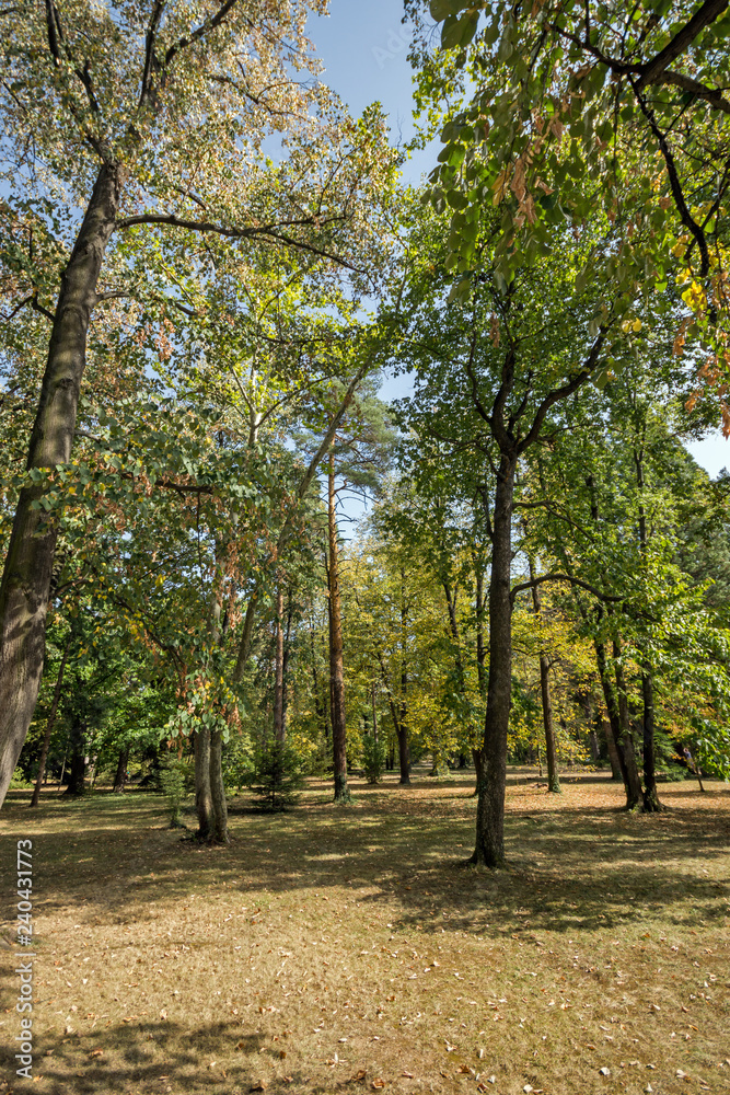 Landscape of park Vrana - around former Royal Palace in city of Sofia, Bulgaria