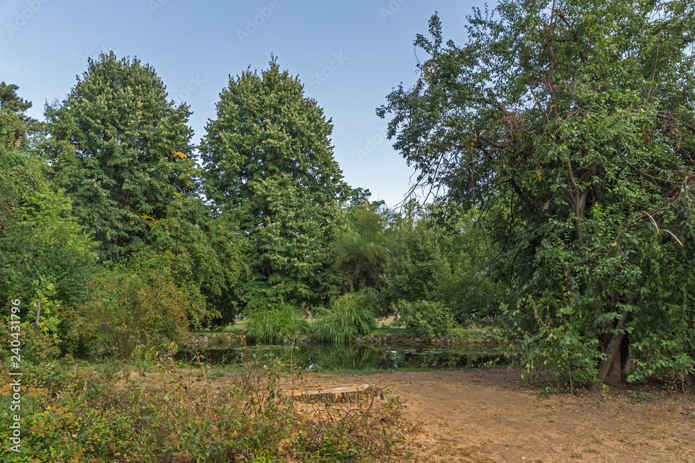 Landscape of park Vrana - around former Royal Palace in city of Sofia, Bulgaria