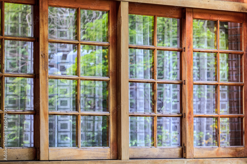 Room interior with window view green tree,Japanese style Room interior with window view green tree,Japanese style