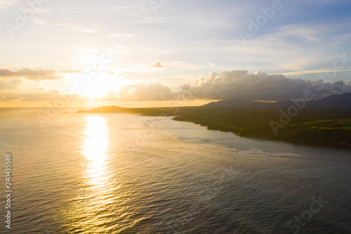 Sunrise Kauai Hawaiian Coastal Landscape Glowing Light Flare