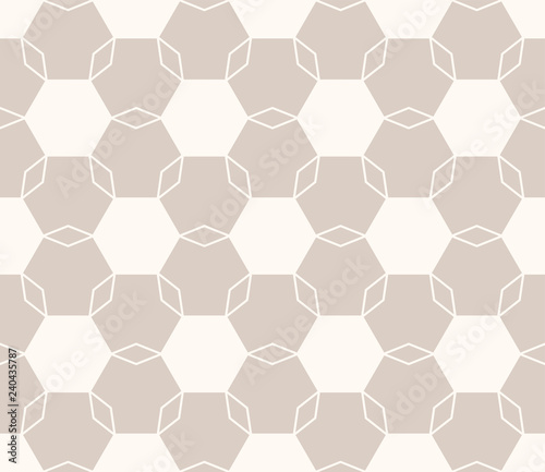 Vector minimal geometric floral seamless pattern. Light brown and beige color