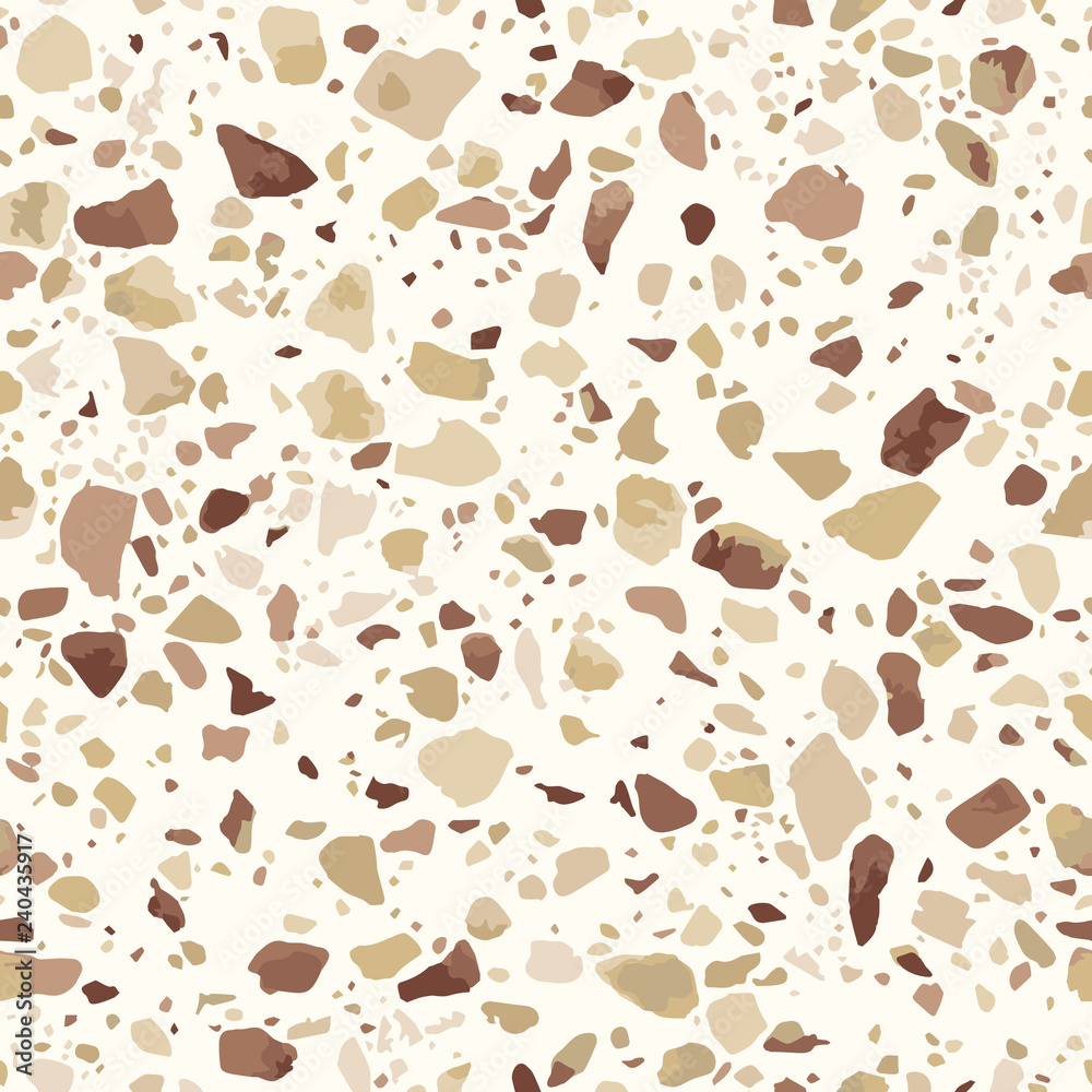 Terrazzo marble flooring seamless pattern. Realistic vector texture of