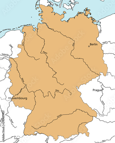 Germany map. Main rivers.
