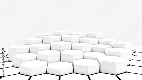 abstract white hexagonal background structure from landscape view in 3d effect