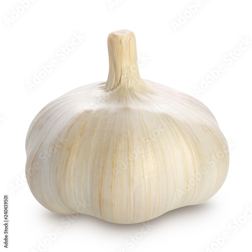Fresh garlic head on white background, garlic bulb
