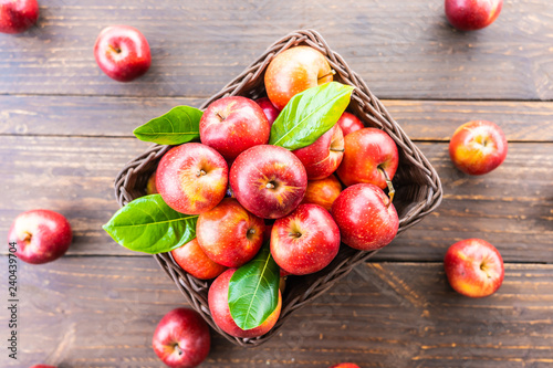 Red apple in basket