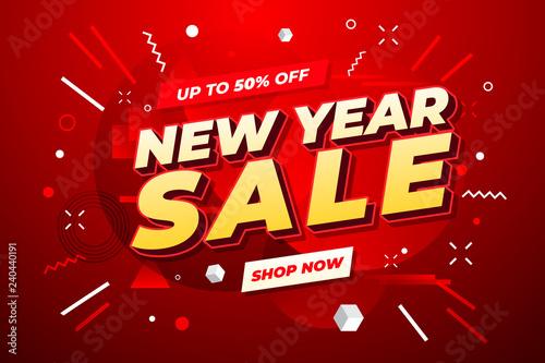 New year sale banner. Sale banner template design.