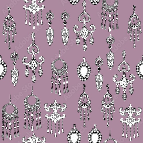 Jewelry seamless vector pattern pink