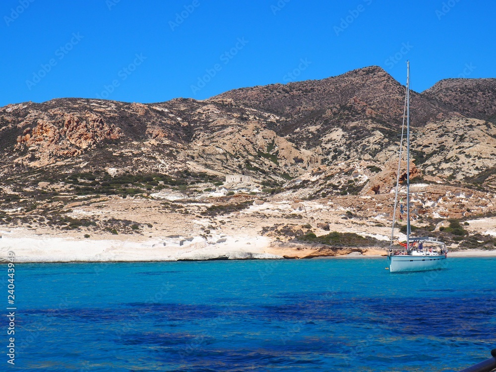 Greek island with a boat