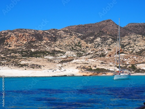 Greek island with a boat