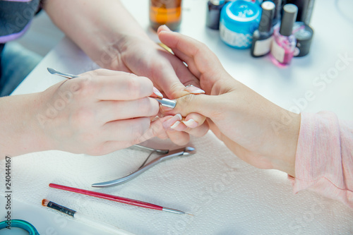 nail care and manicure in a nail salon