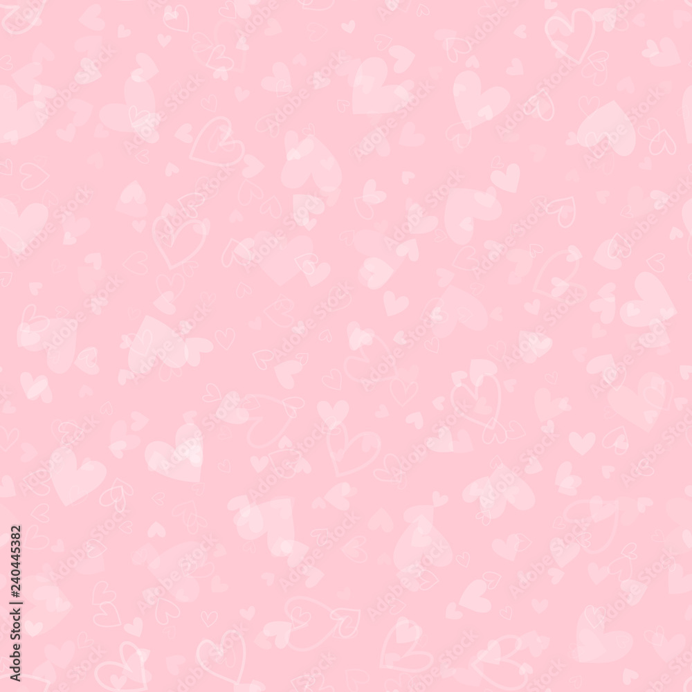 Seamless pattern with white hearts on pink background. Vector