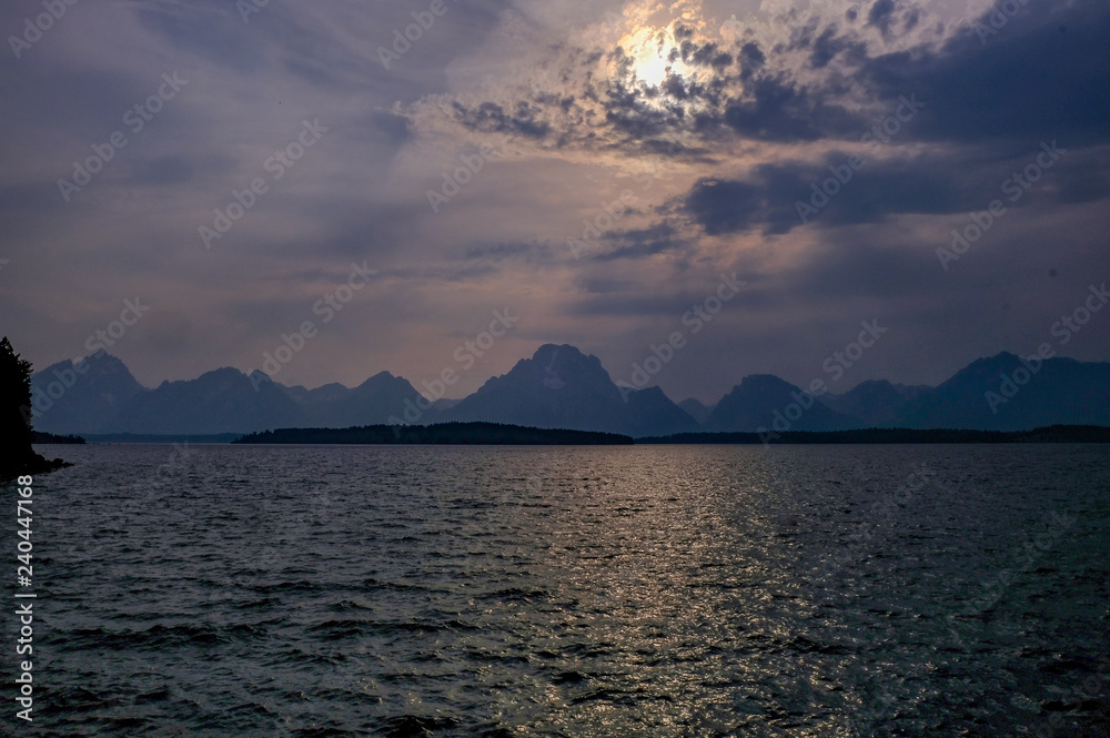 Naklejka premium Sunset in mountains