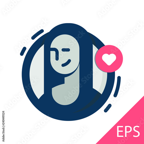 Portrait of a woman. Painting a single line. Vector modern line design illustration icon