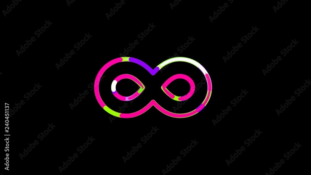 Circles gather in symbol infinity. After it crumbles in a line and moves to the camera. Alpha channel black Circles gather in symbol infinity. After it crumbles in a line and moves to the camera. Alpha channel black
