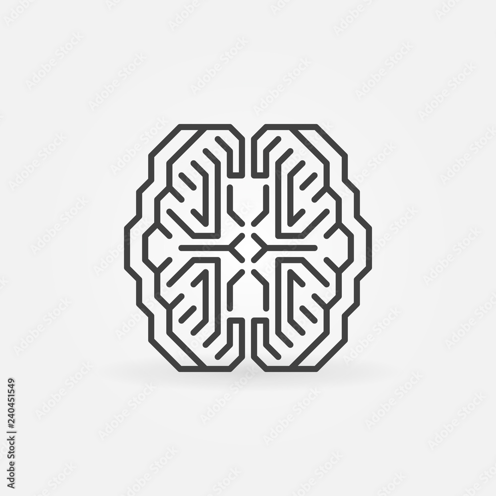 Digital Smart Brain vector minimal concept icon or symbol in outline style Digital Smart Brain vector minimal concept icon or symbol in outline style