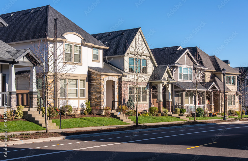 Row of houses in a suburb Wilsonville Oregon. Row of houses in a suburb Wilsonville Oregon.