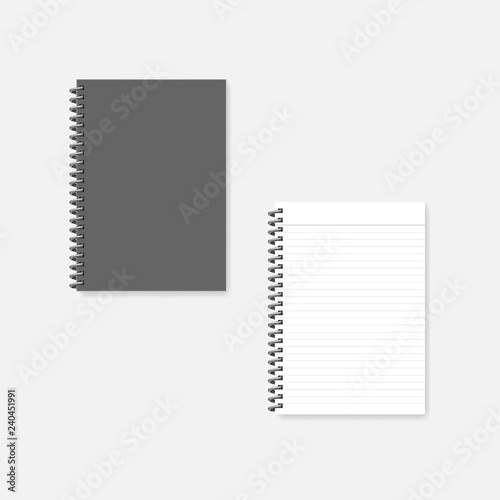 Wire spiral lined A4 note book, spiral diary - cover and page, mockup