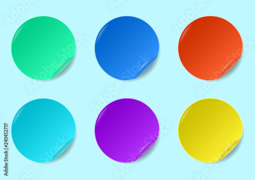 set of multicolored round stickers izolated on a background